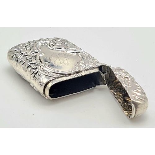 574 - An Antique Silver Vesta Case. Hallmarks for Birmingham 1893. Makers mark of possibly William Davenpo... 