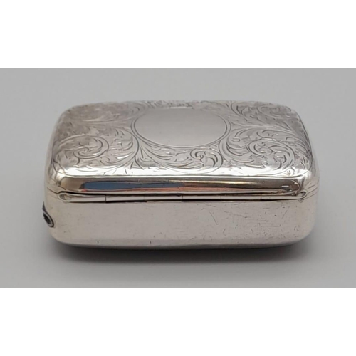 156 - An Antique Silver Vesta Case. Hallmarks for Birmingham 1914. Makers mark of William Hair Hassler. 6 ... 