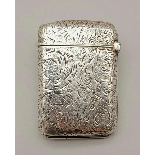 406 - An Antique Silver Vesta Case. Hallmarks for London 1916. Makers mark - Sampson Mordan and Co. 3.5 x ... 