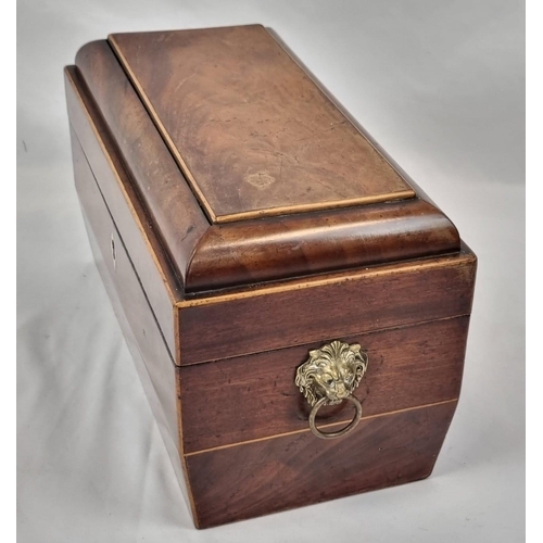 449 - AN EARLY VICTORIAN BURR WALNUT TEA CADDY WITH TWIN STORAGE BOXES AND GLASS MIXING BOWL, BEUTIFULLY C... 