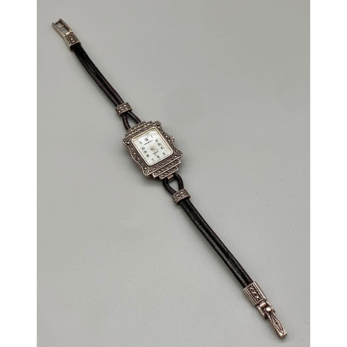 999 - A Casa Di Velli Marcasite Quartz Ladies Watch. Needs a battery so A/F.