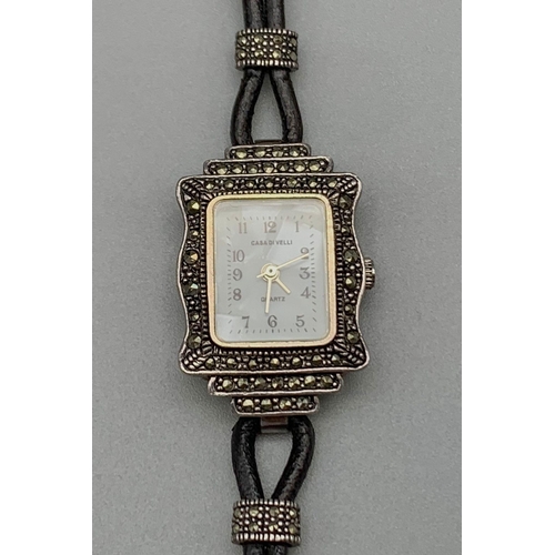 999 - A Casa Di Velli Marcasite Quartz Ladies Watch. Needs a battery so A/F.