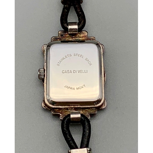 999 - A Casa Di Velli Marcasite Quartz Ladies Watch. Needs a battery so A/F.