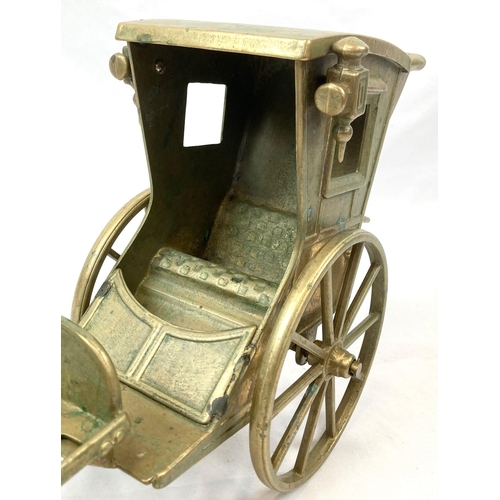 998 - A Vintage Brass Horse and Open Cart. 50cm length.