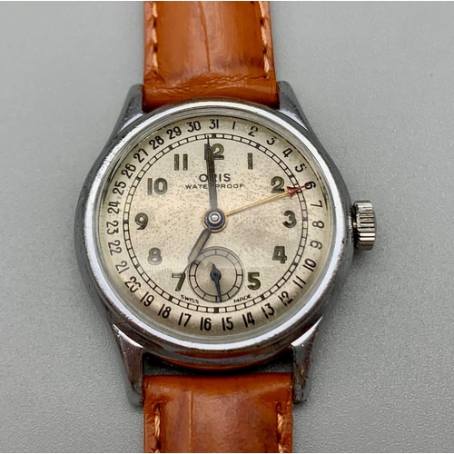 462 - A Vintage Rare Oris Mechanical Calendar Watch. Leather strap. Case - 32mm. Sub second dial. In worki... 