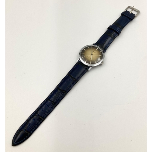 180 - A Rare Vintage Enicar Gents Mechanical Watch. Leather strap. Stainless steel case - 35mm. Two-tone d... 