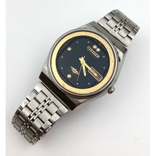 492 - A Vintage Citizen Eagle 7 Automatic Gents Watch. Stainless steel strap and case - 36mm. Black dial w... 