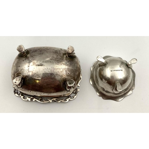 495 - Two Antique Small Silver Bowls. Hallmarks for Birmingham and Sheffield. The smaller has a makers mar... 