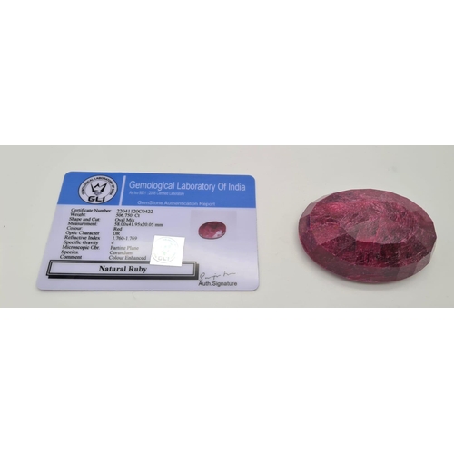 272 - 506.75 Ct Ruby , Oval Shape, GLI Certified