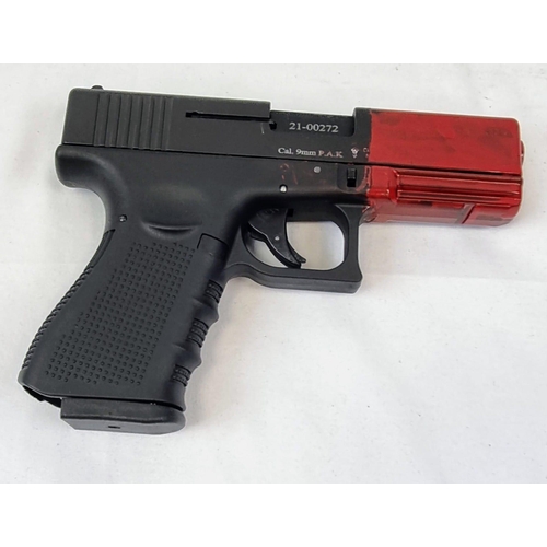 448 - A Blank Firing Glock Pistol by Aksa Arms. 9mm calibre. No - 21-00272 cased. Please note limitations ... 