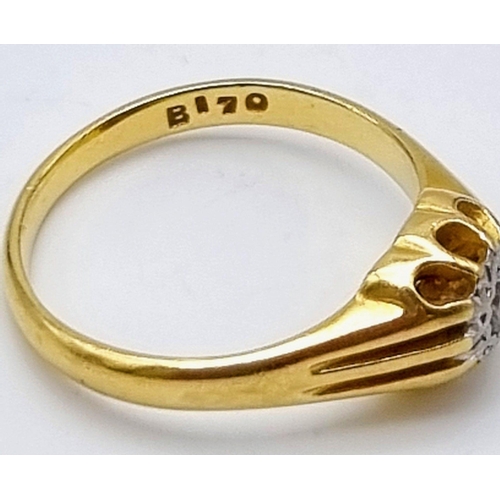 174 - An 18K Yellow Gold Diamond Solitaire Ring. Size P.
3.86g