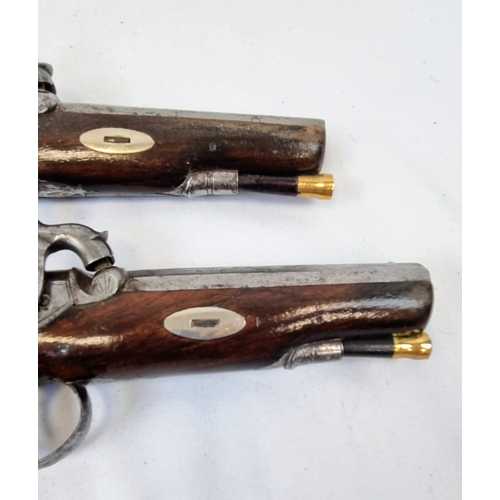 24 - A Pair of Percussion Travelling Pistols by Wadsworth of London. Four inch octagonal rifled 54 barrel... 