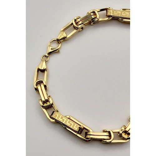 9 - Mixed 14K Yellow Gold Jewellery Lot. To include: Two Bar link bracelets - 20cm. A Gents Oval Stone S... 