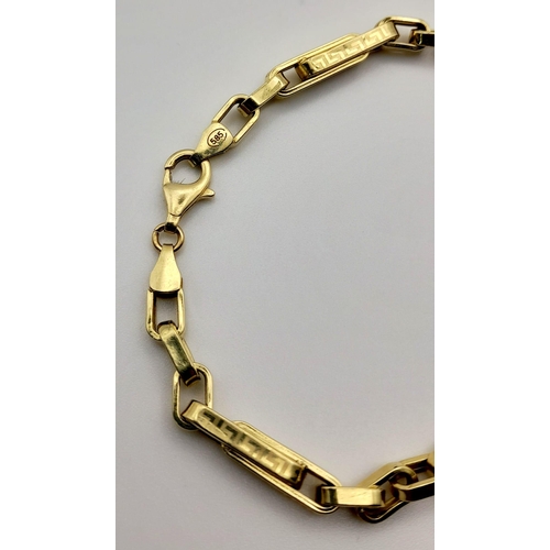 9 - Mixed 14K Yellow Gold Jewellery Lot. To include: Two Bar link bracelets - 20cm. A Gents Oval Stone S... 