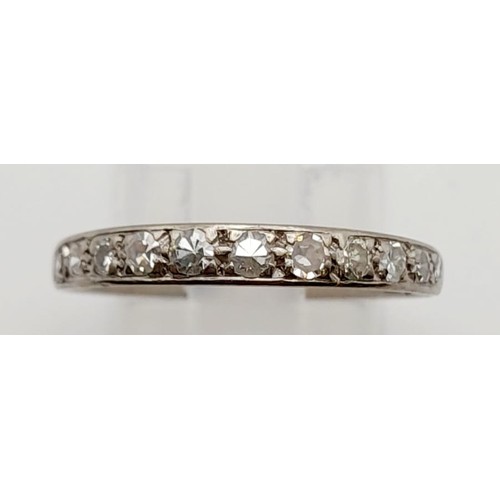 468 - A Vintage 18K White Gold Diamond Set Half-Eternity Ring. 0.30ct. Size O. 2.5g