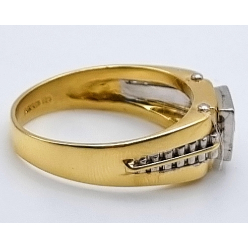 518 - 18K 2-TONE GOLD DIMAOND SET RING. 0.15CT. SIZE T. 7G