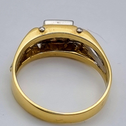 518 - 18K 2-TONE GOLD DIMAOND SET RING. 0.15CT. SIZE T. 7G