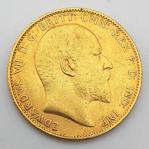 218 - A 22K GOLD SOVEREIGN DATED 1909.