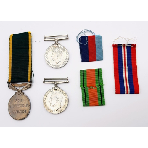 405 - 3 WWII SERVICE MEDALS WITH ORIGINAL BOX AND PAPERS TO INCLUDE THE DEFENCE MEDAL AND THE 1939 - 1945 ... 