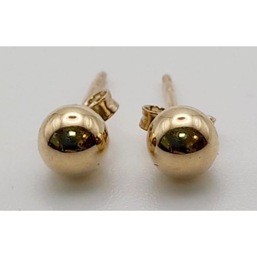 524 - A Pair of 9K Yellow Gold Ball Stud Earrings. As new, unworn. 0.4g