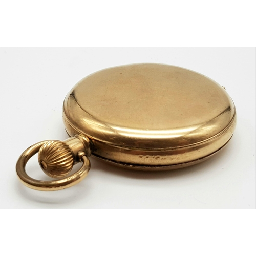 429 - An Antique Full Hunter Gold Plated Pocket Watch. Dennison case. 5cm diameter. Top winder. Not curren... 