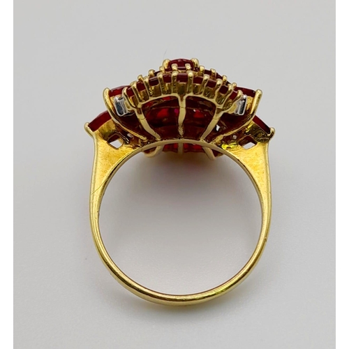 46 - An Art Deco, 18 K yellow gold, ruby & diamond ring. Ring size: M, weight: 5.91 g.