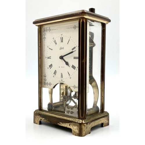 491 - A Vintage 1950s August Schatz - 8 Day Brass Carriage Clock. In working order. 13cm tall.