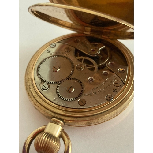 57 - Vintage Elgin gold plated FULL HUNTER POCKET WATCH Swiss movement with Face showing Thomas Russell o... 