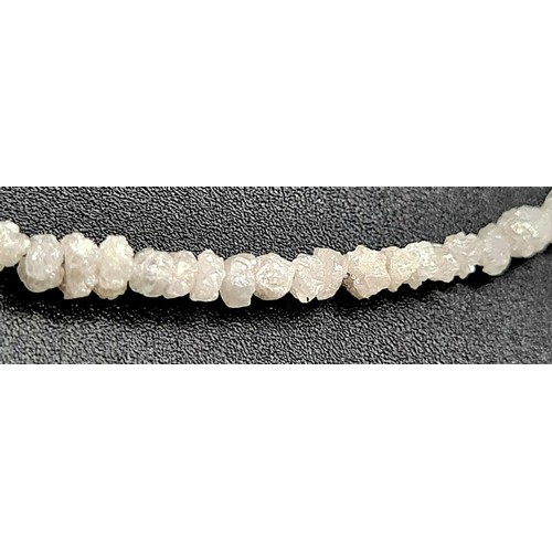 596 - 20cts Off White Rough Diamond Necklace, Unheated, Untreated with 925 Silver clasp, 16 inches long