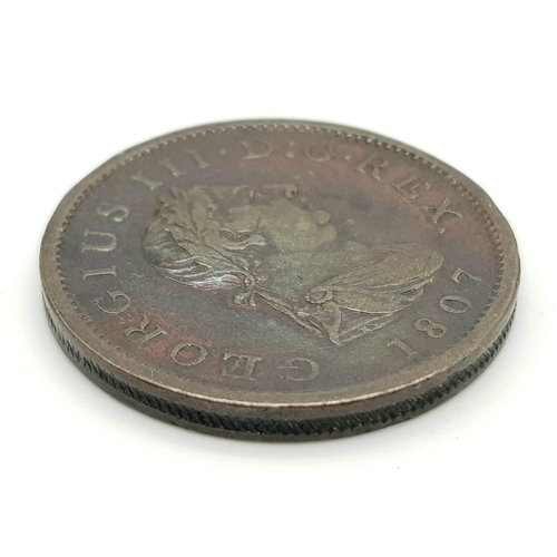 135 - A George III 1807 Great Penny Copper Coin. Good definition but please see photos for conditions. 18.... 