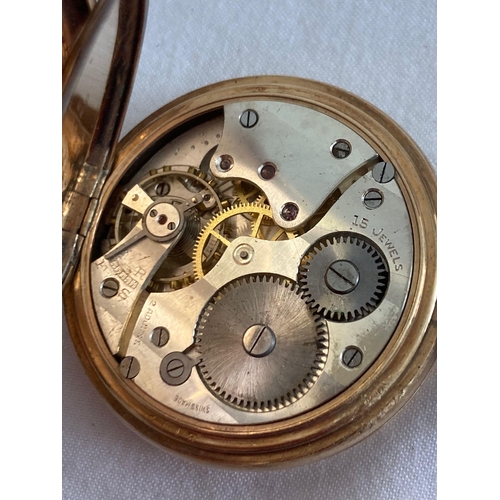 92 - Vintage gold plated DENNISON STAR FULL HUNTER POCKET WATCH.Full working order.Beautiful condition.