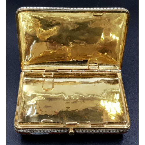 233 - A Beautifully Crafted  Russian Silver Gilt and Cloisonné Enamel Cigarette Case. Red base enamel with... 