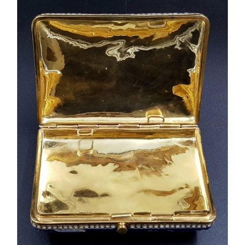 226 - A Stunning Colourful Russian Silver Gilt and Cloisonné Enamel Cigarette Case. Blue base enamel with ... 