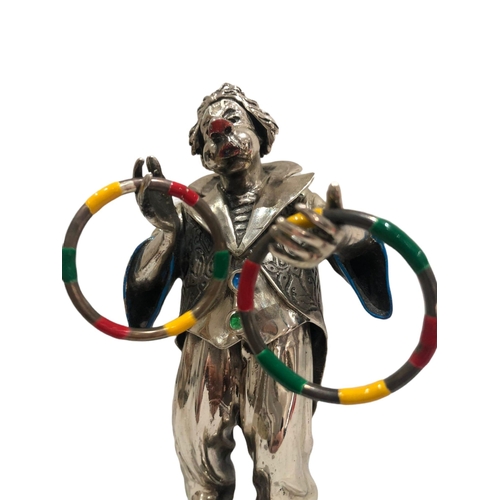 299 - A huge solid silver and enamel figurine of a Clown with Guitar and balloons, by Vittorio Angini.

Ma... 