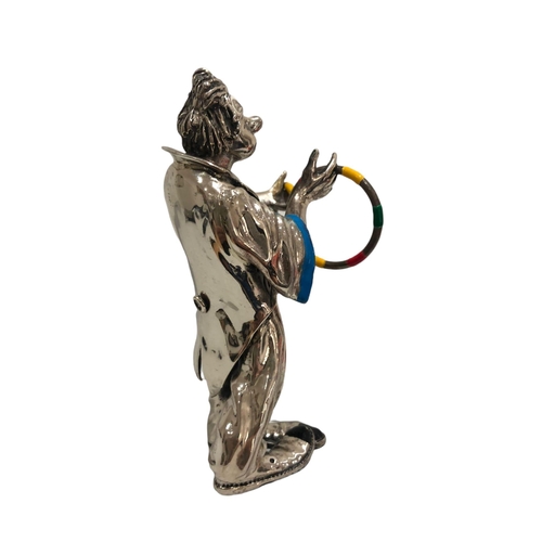 299 - A huge solid silver and enamel figurine of a Clown with Guitar and balloons, by Vittorio Angini.

Ma... 