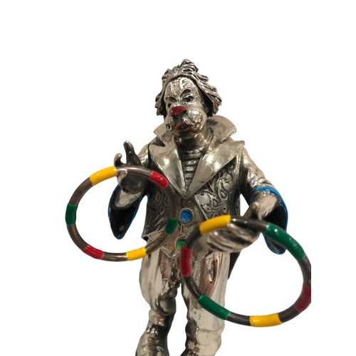 299 - A huge solid silver and enamel figurine of a Clown with Guitar and balloons, by Vittorio Angini.

Ma... 