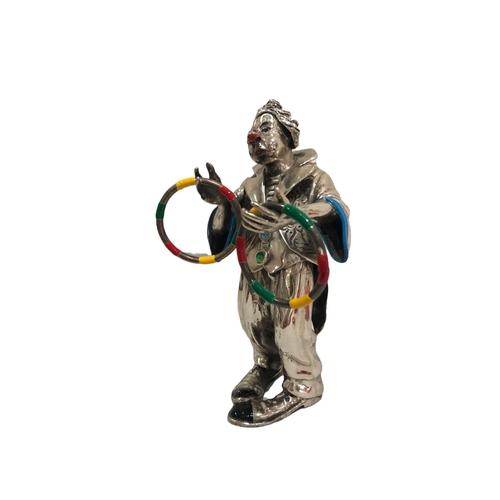 299 - A huge solid silver and enamel figurine of a Clown with Guitar and balloons, by Vittorio Angini.

Ma... 