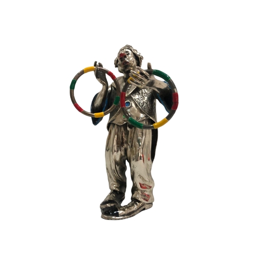 299 - A huge solid silver and enamel figurine of a Clown with Guitar and balloons, by Vittorio Angini.

Ma... 