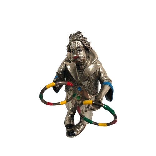 299 - A huge solid silver and enamel figurine of a Clown with Guitar and balloons, by Vittorio Angini.

Ma... 