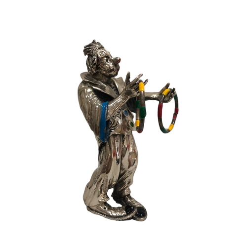 299 - A huge solid silver and enamel figurine of a Clown with Guitar and balloons, by Vittorio Angini.

Ma... 