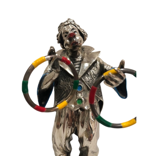 299 - A huge solid silver and enamel figurine of a Clown with Guitar and balloons, by Vittorio Angini.

Ma... 