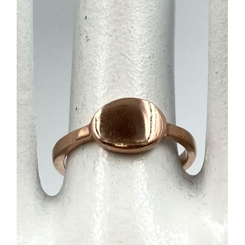 407 - 9K Rose Gold fancy Signet Ring Size K 2.3g