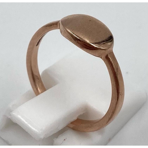 407 - 9K Rose Gold fancy Signet Ring Size K 2.3g