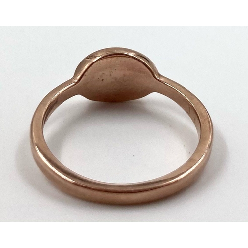 407 - 9K Rose Gold fancy Signet Ring Size K 2.3g