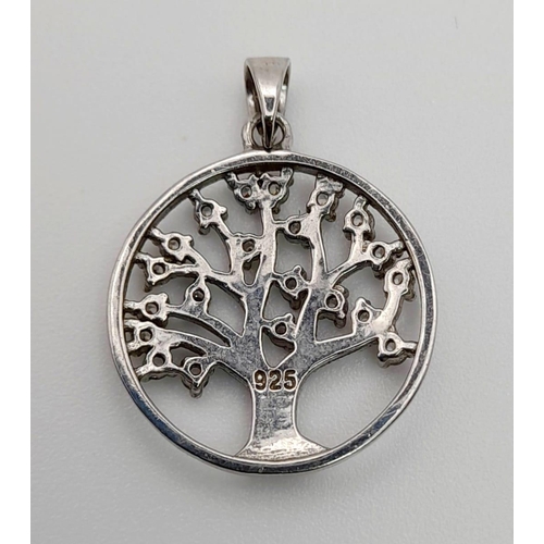 422 - Sterling Silver Tree of Life Stone Set Pendant/Charm 1.8g