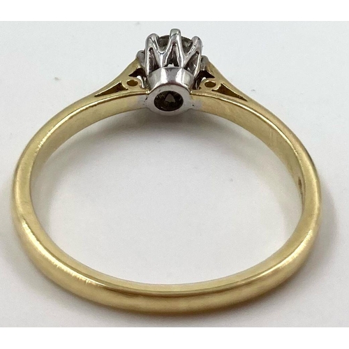 465 - AN 18K GOLD SOLITAIRE DIAMOND RING .33CT STONE.  2.53gms   size N