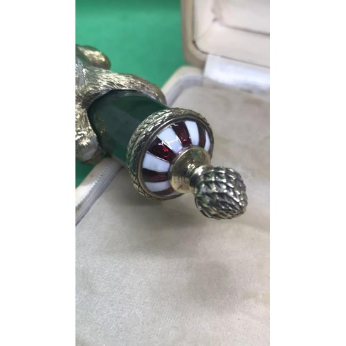 385 - Russian silver enamel diamond nephrite jade parasol/cane monkey handle 
Weight 199 grams
Length 16.5... 