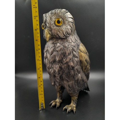 505 - A stunning early 20th century very large sterling silver German owl statue figure c.1920
height : 27... 