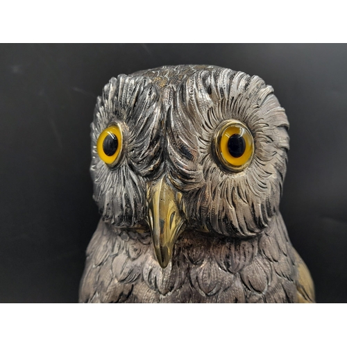 505 - A stunning early 20th century very large sterling silver German owl statue figure c.1920
height : 27... 