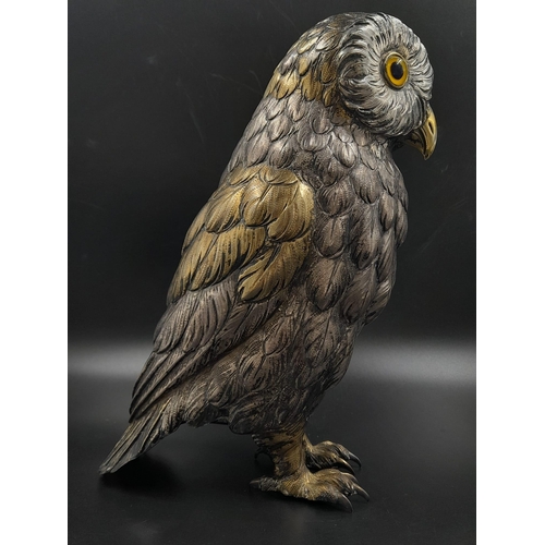 505 - A stunning early 20th century very large sterling silver German owl statue figure c.1920
height : 27... 